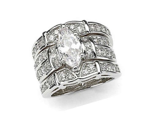 Women's Unique Luxury 925 Sterling Silver Natural White Sapphire Gemstone Diamond Wedding Engagement